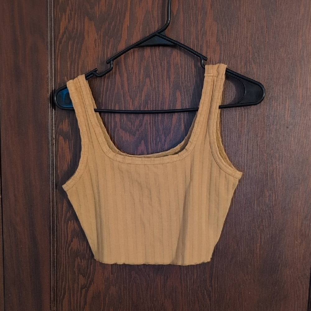 Offline By Aerie Brown Ribbed Crop Tank Size Medium